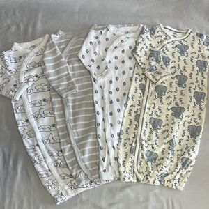 Touched by Nature Soft White and Gray organic Sleep Sacks/Gowns Pajamas